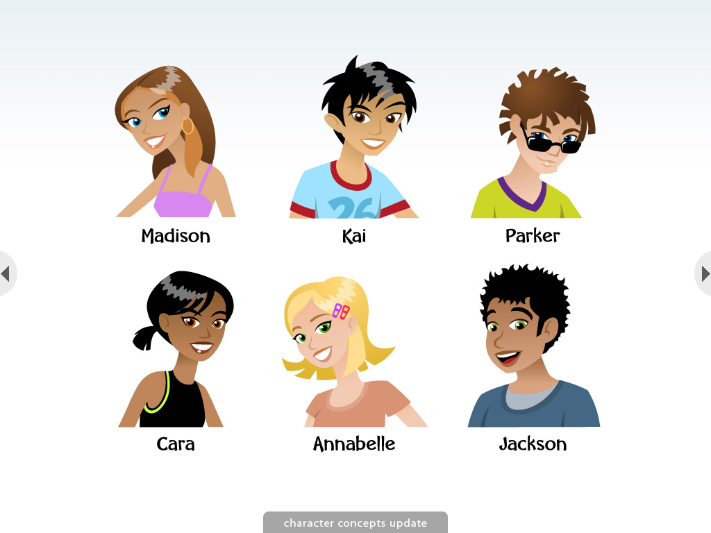 character concept drawings for children's story website