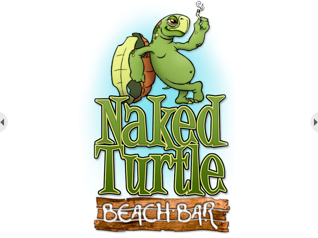 Illustration and logo for Naked Turtle Beach Bar